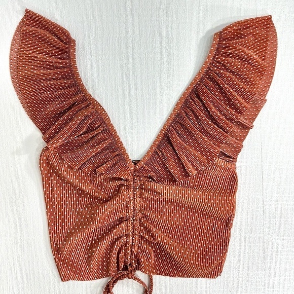 NWT Zara polka dot ruffle sleeve crop top size S - Picture 3 of 6